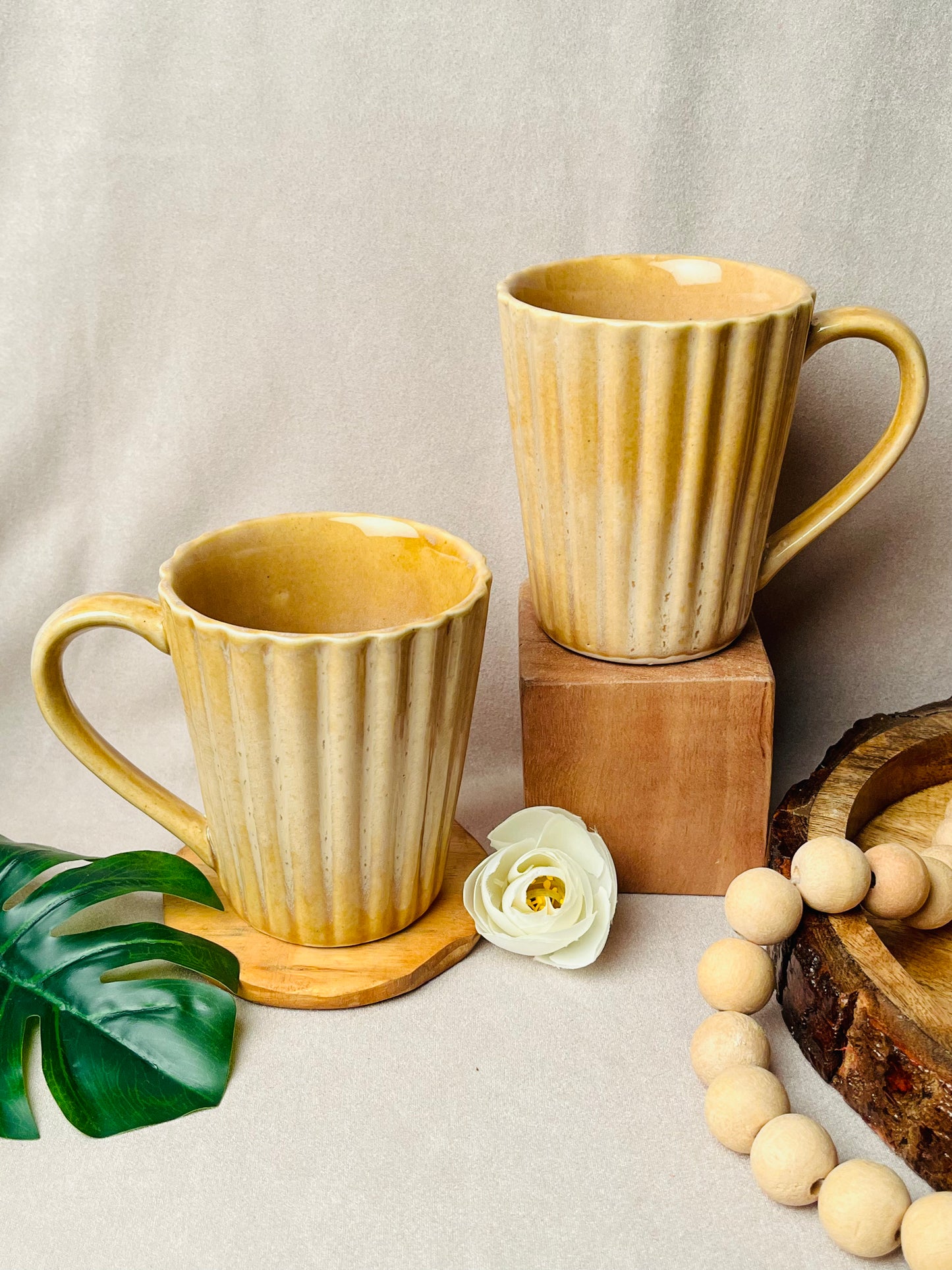 Yellow Ochre Ribbed Mug