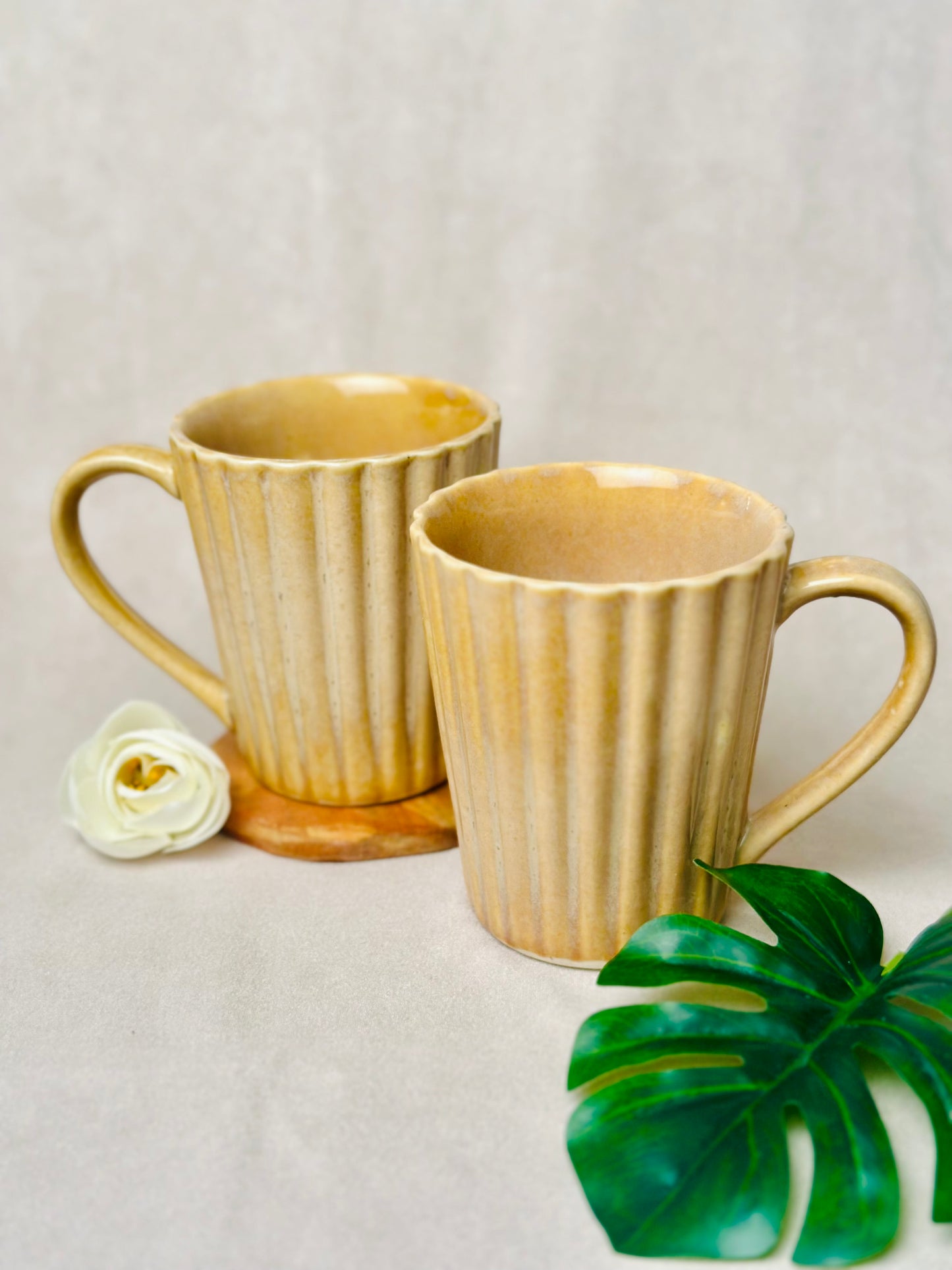 Yellow Ochre Ribbed Mug