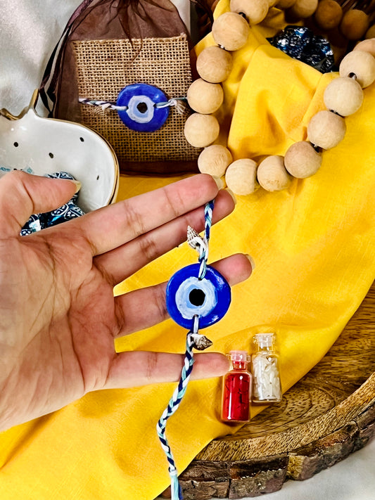 Handmade Clay Evil Eye Rakhi