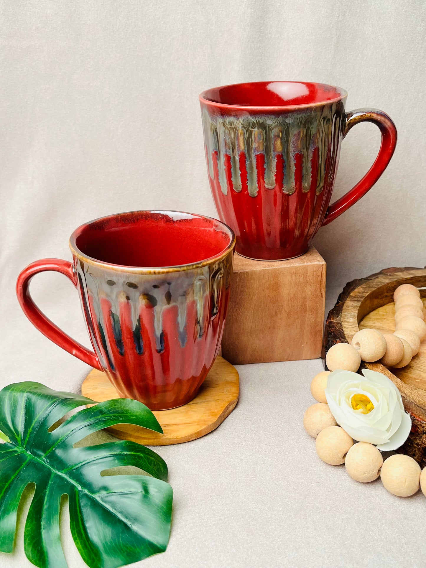 Elegant Red Happy Mug