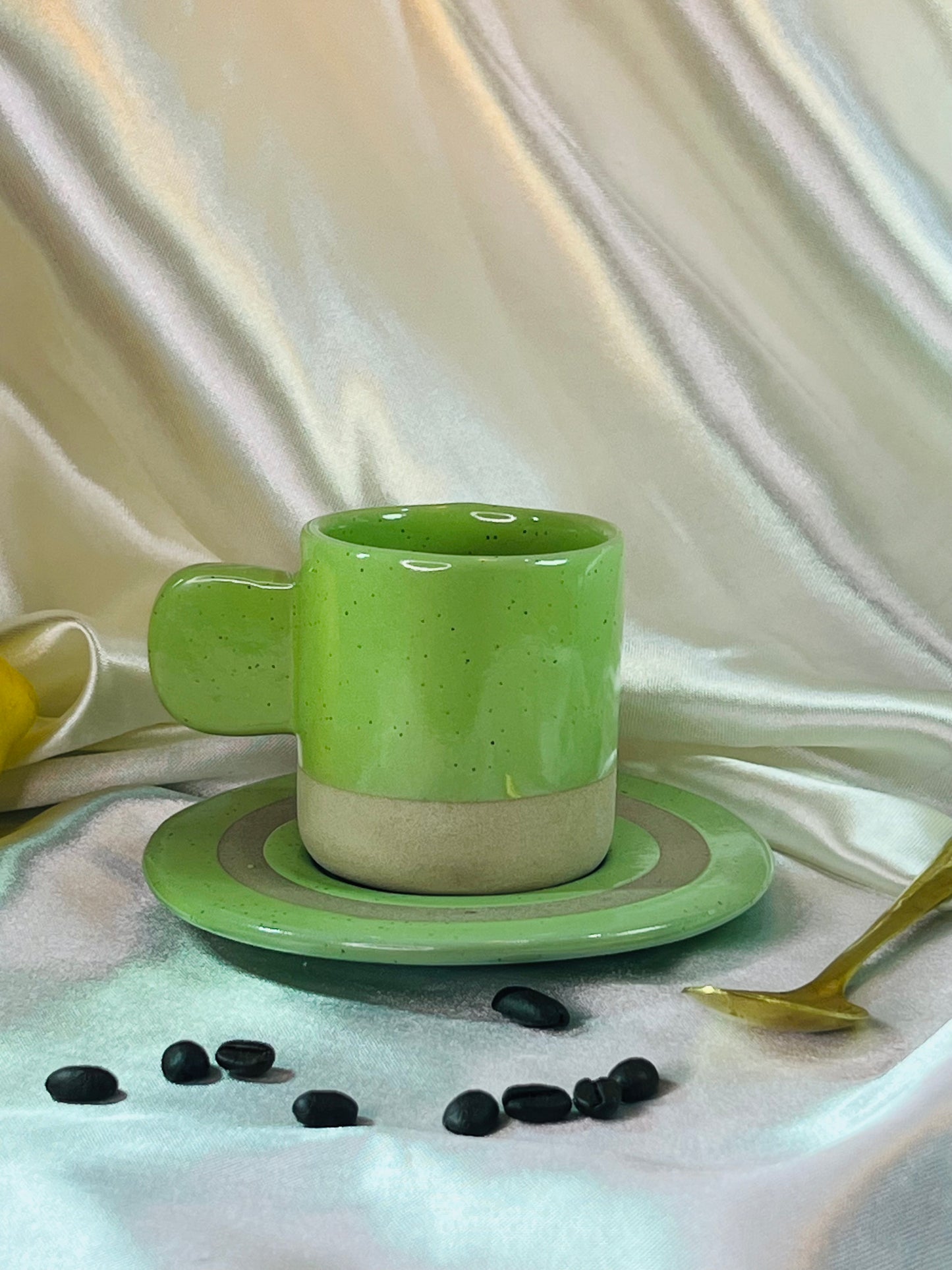 Green Espresso Cup and Saucer-2