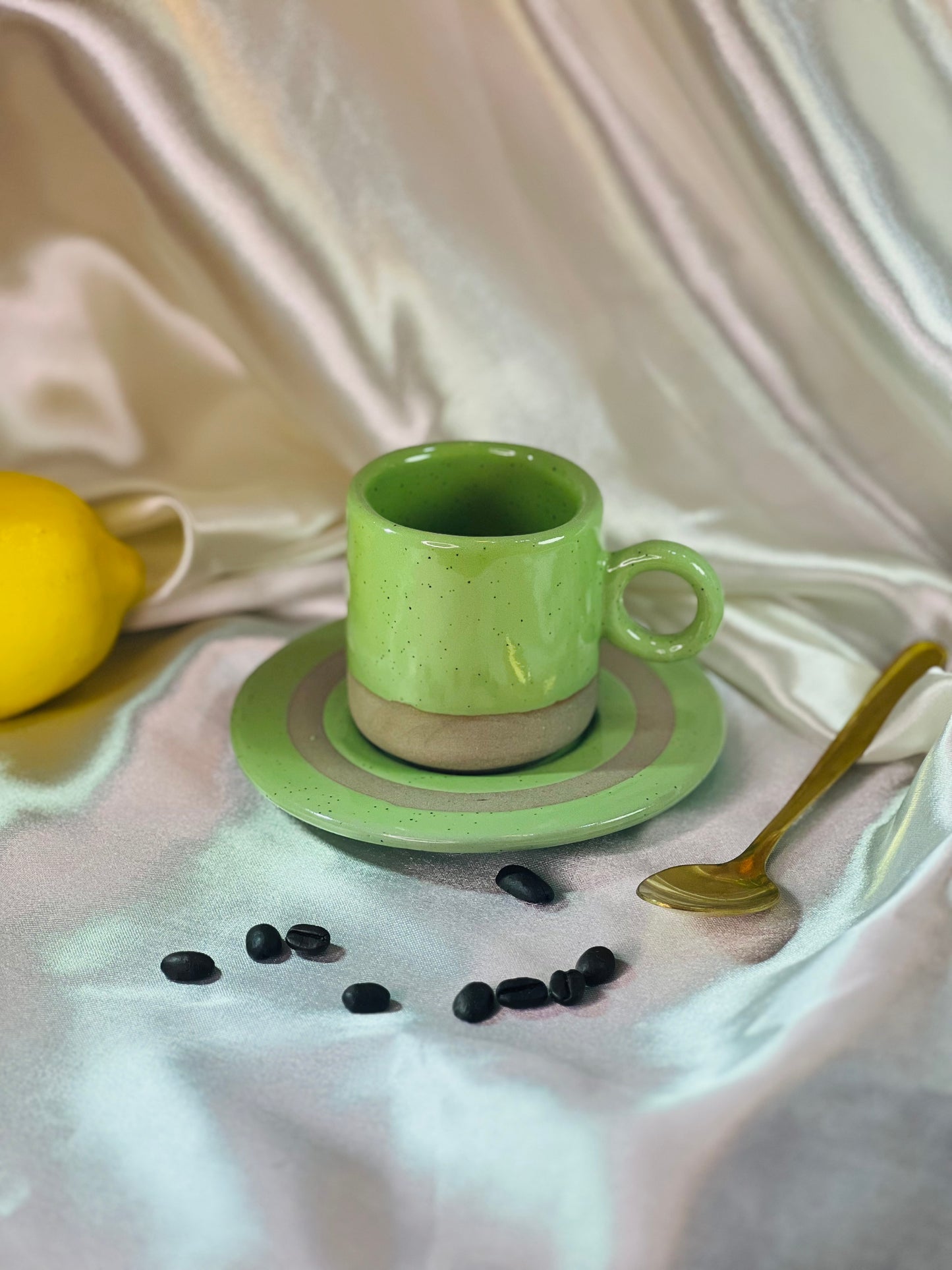 Green Espresso Cup and Saucer-1