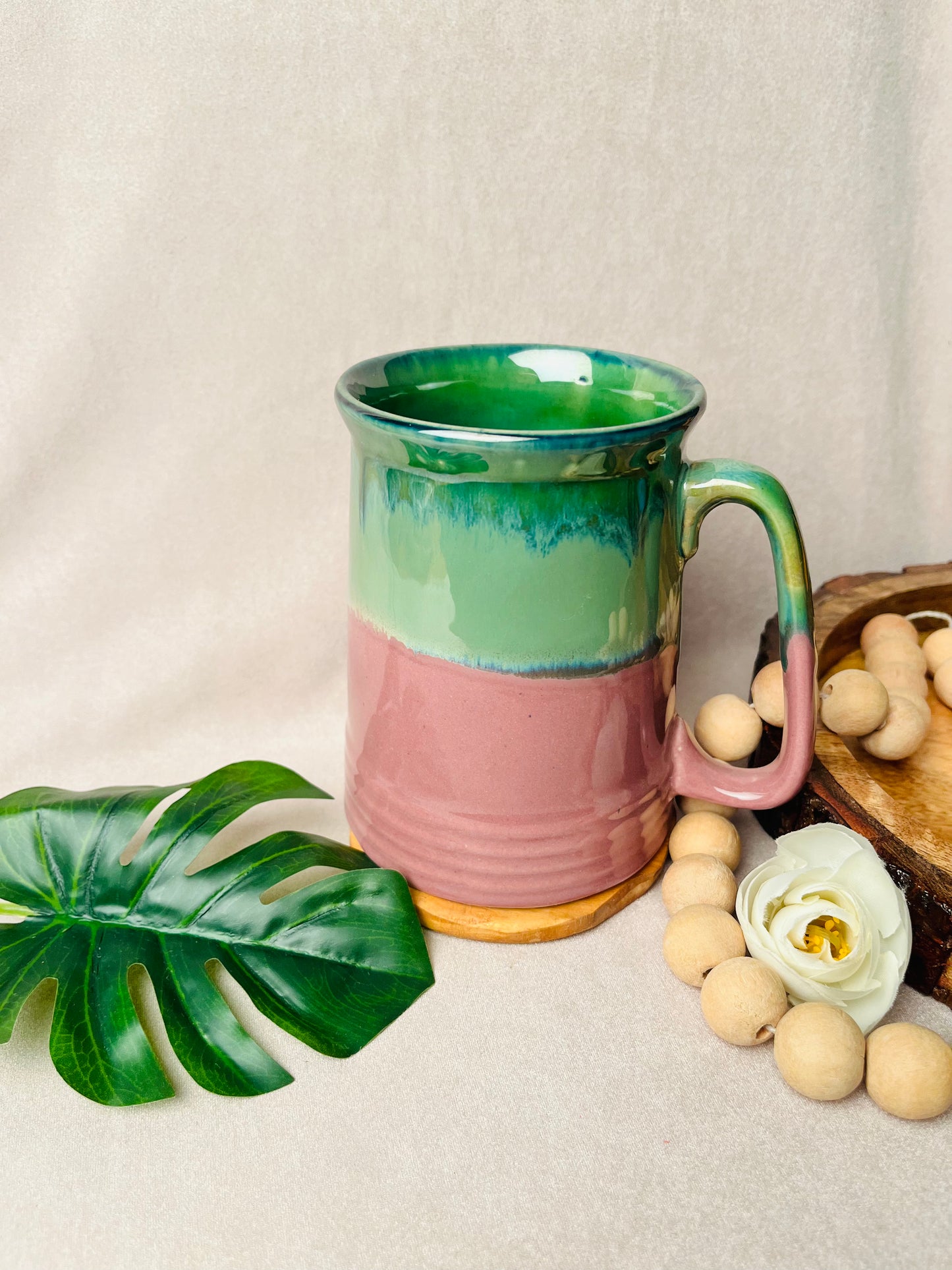 Studio Beer Mug-Pink & Green