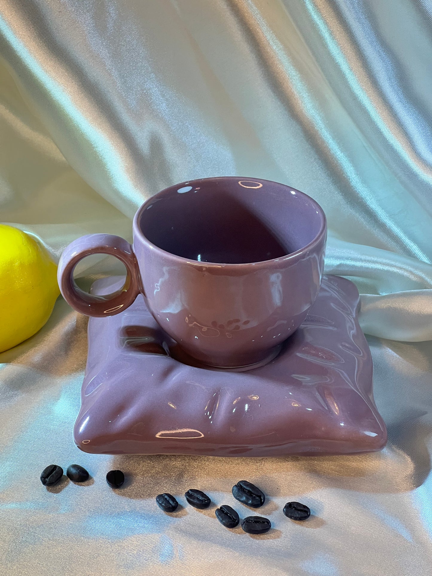 Purple Cushion Cup & Saucer Set