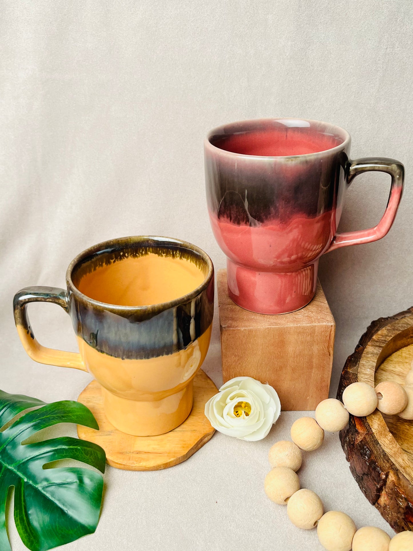 Pink & Yellow Goblet Mug Combo