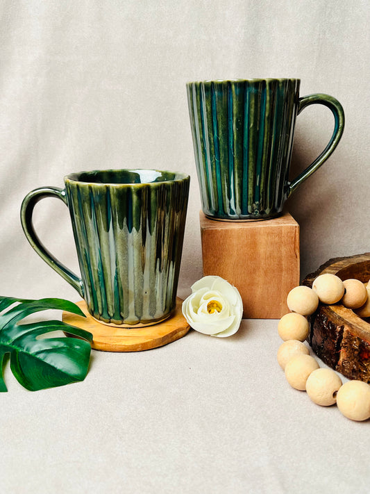 Olive Green Ribbed Mug