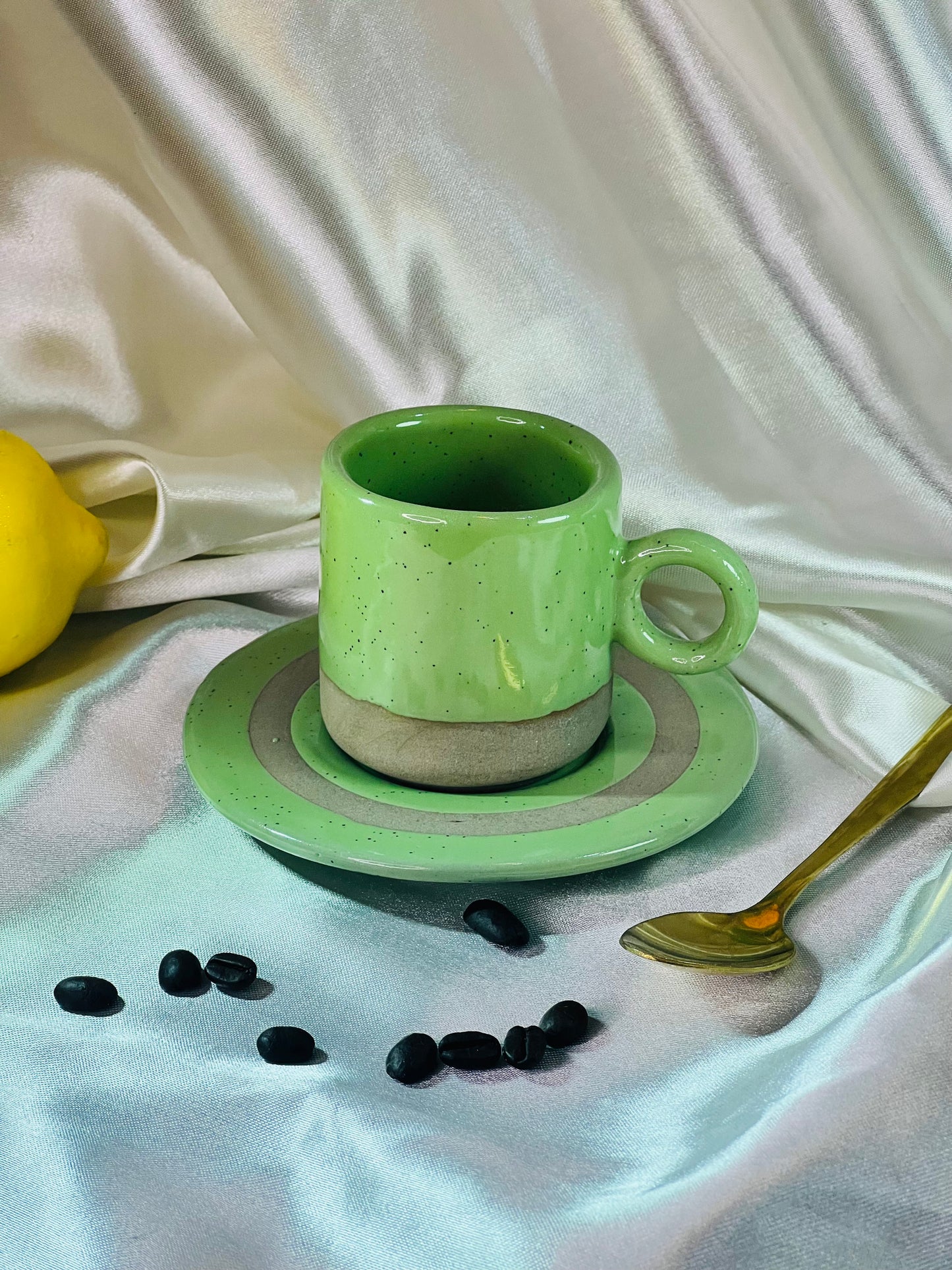 Green Espresso Cup and Saucer-1