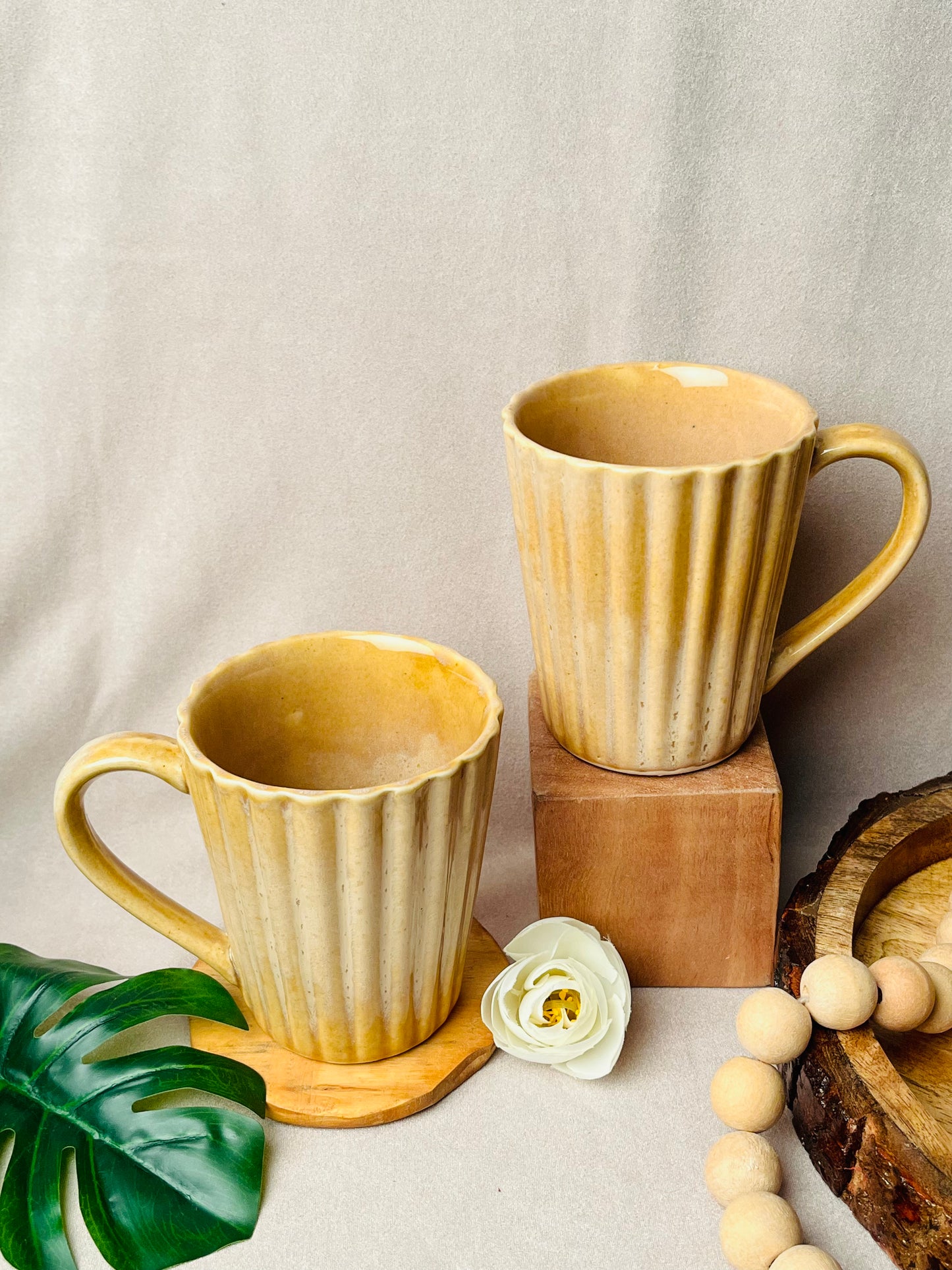 Yellow Ochre Ribbed Mug