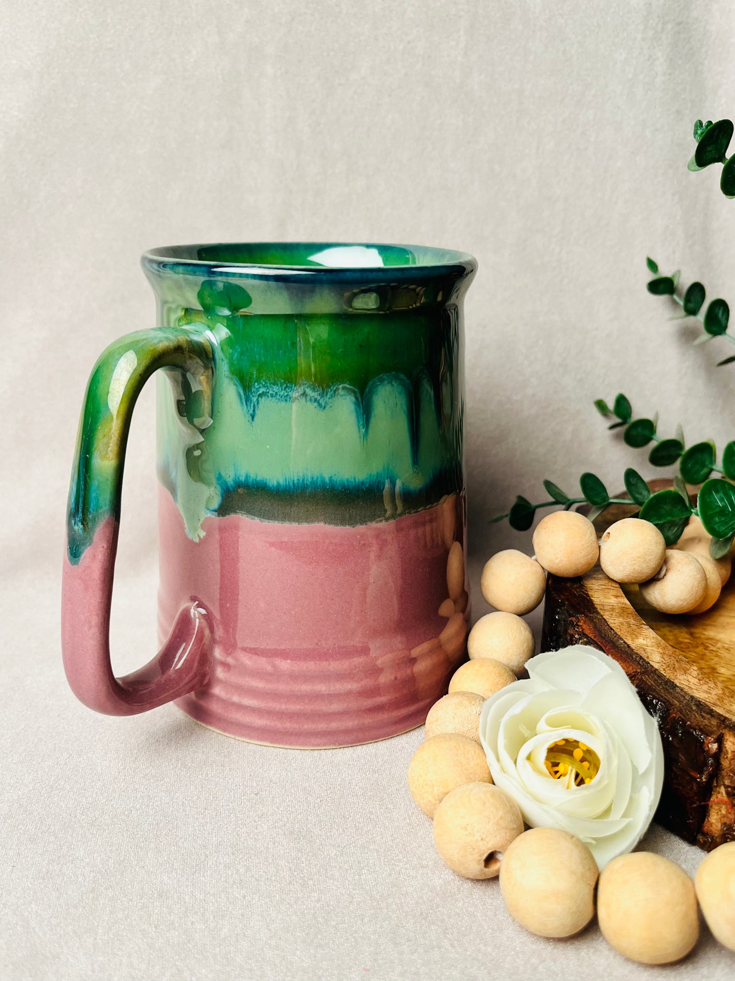 Studio Beer Mug-Pink & Green