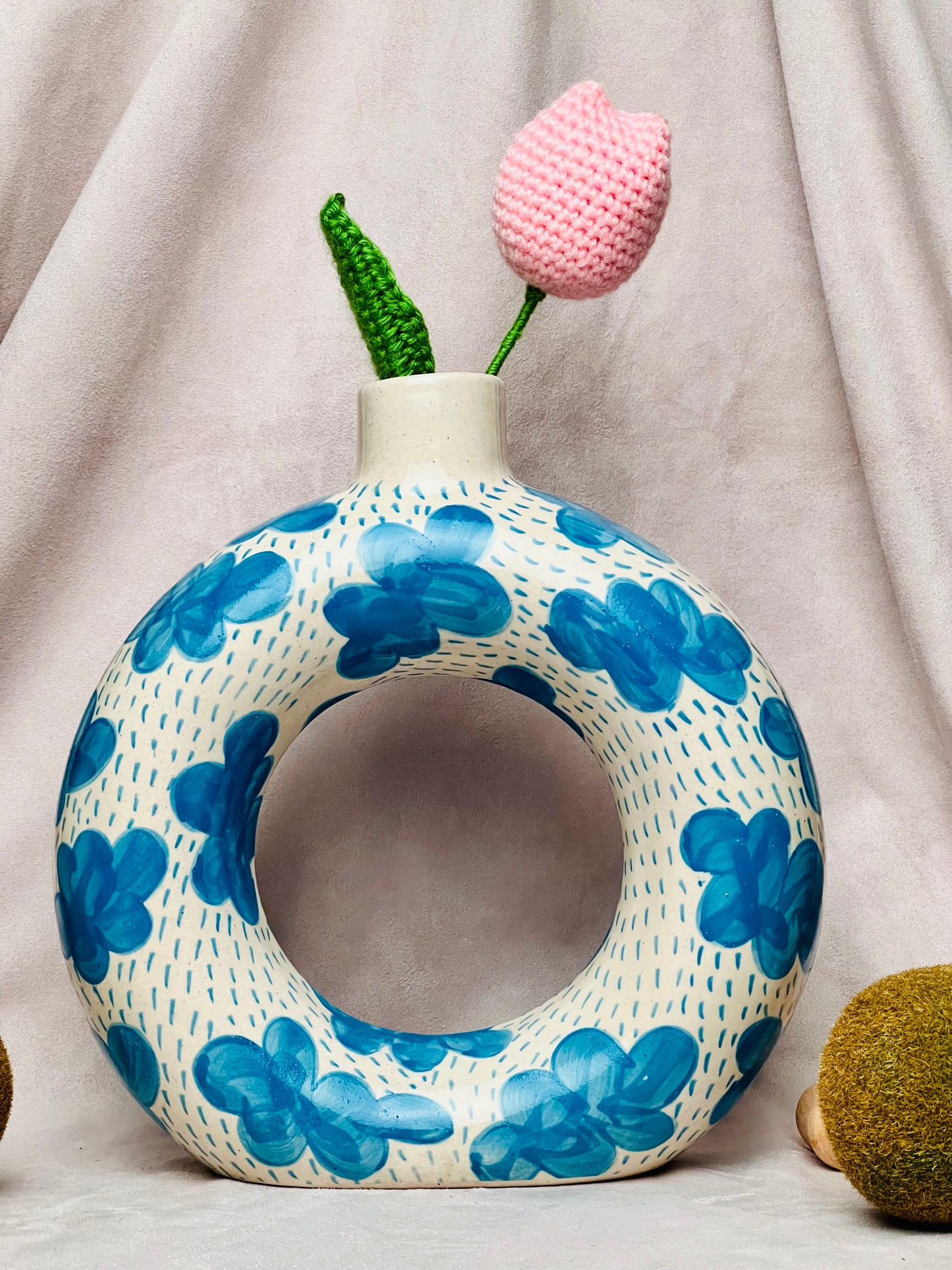 Monsoon Beauty Handpainted Doughnut Vase