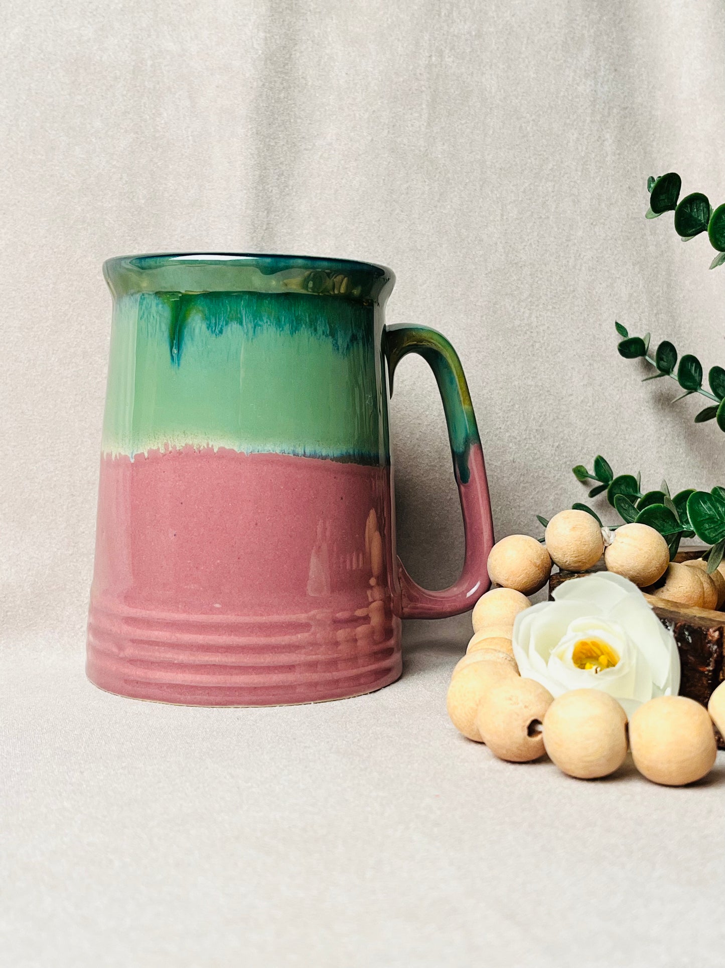 Studio Beer Mug-Pink & Green