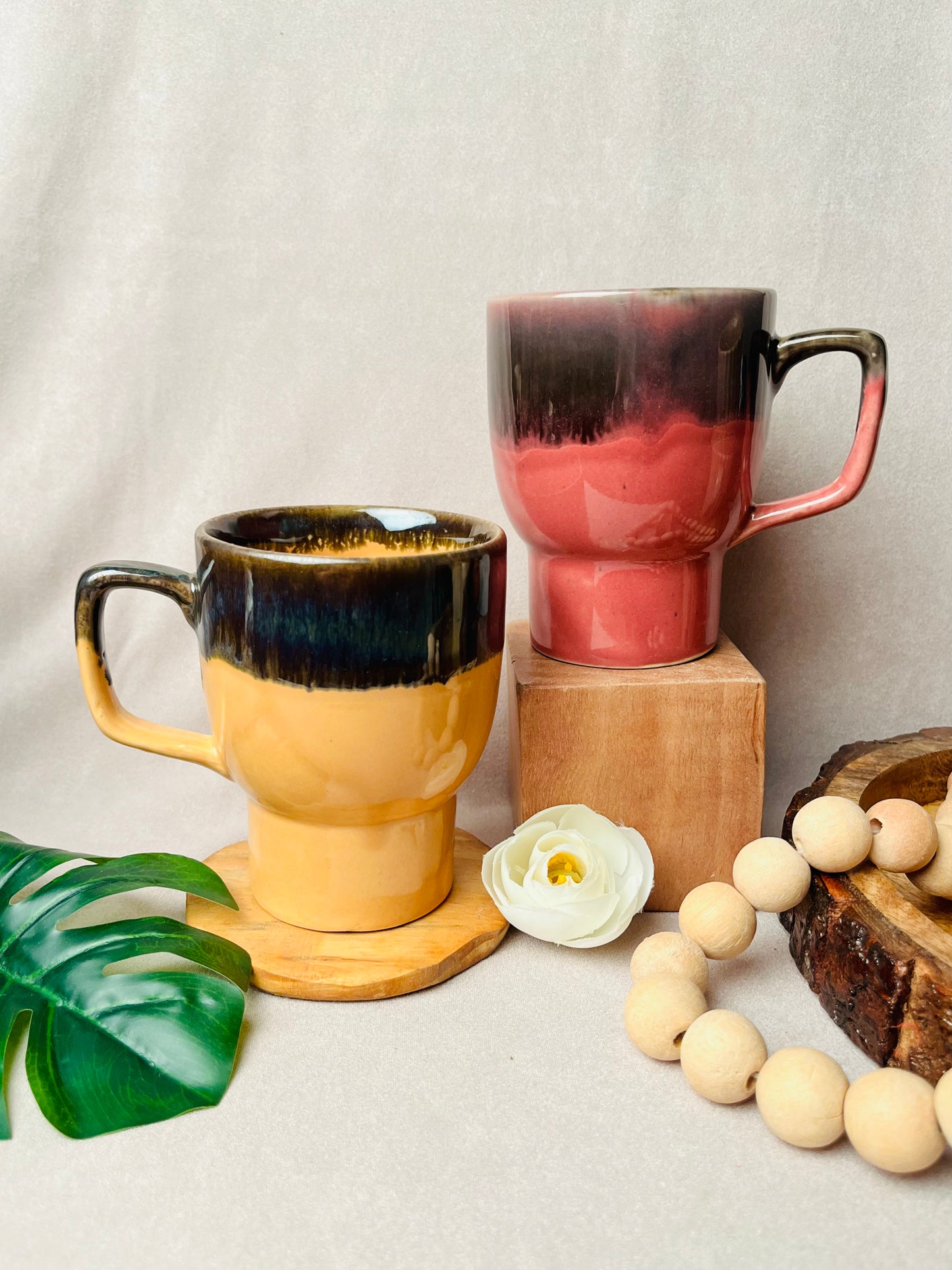 Pink & Yellow Goblet Mug Combo