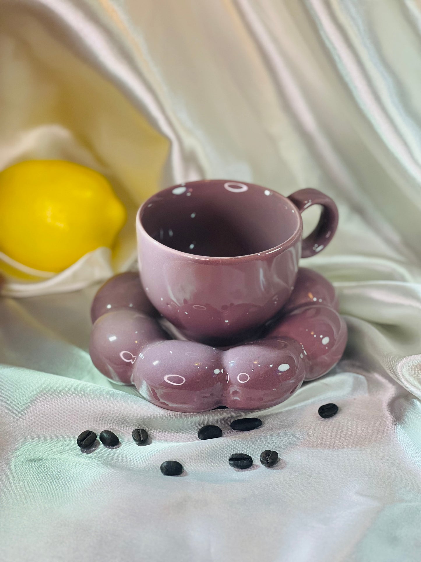 Purple Bubble Cup & Saucer Set