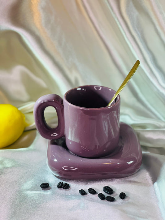 Purple Minimal Cup & Saucer Set