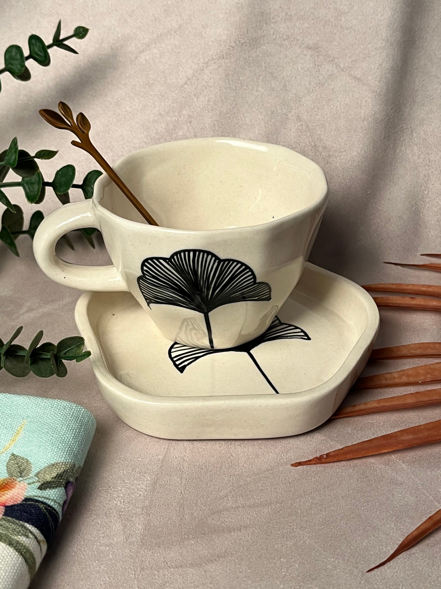 Leafy Impression Cup & Saucer