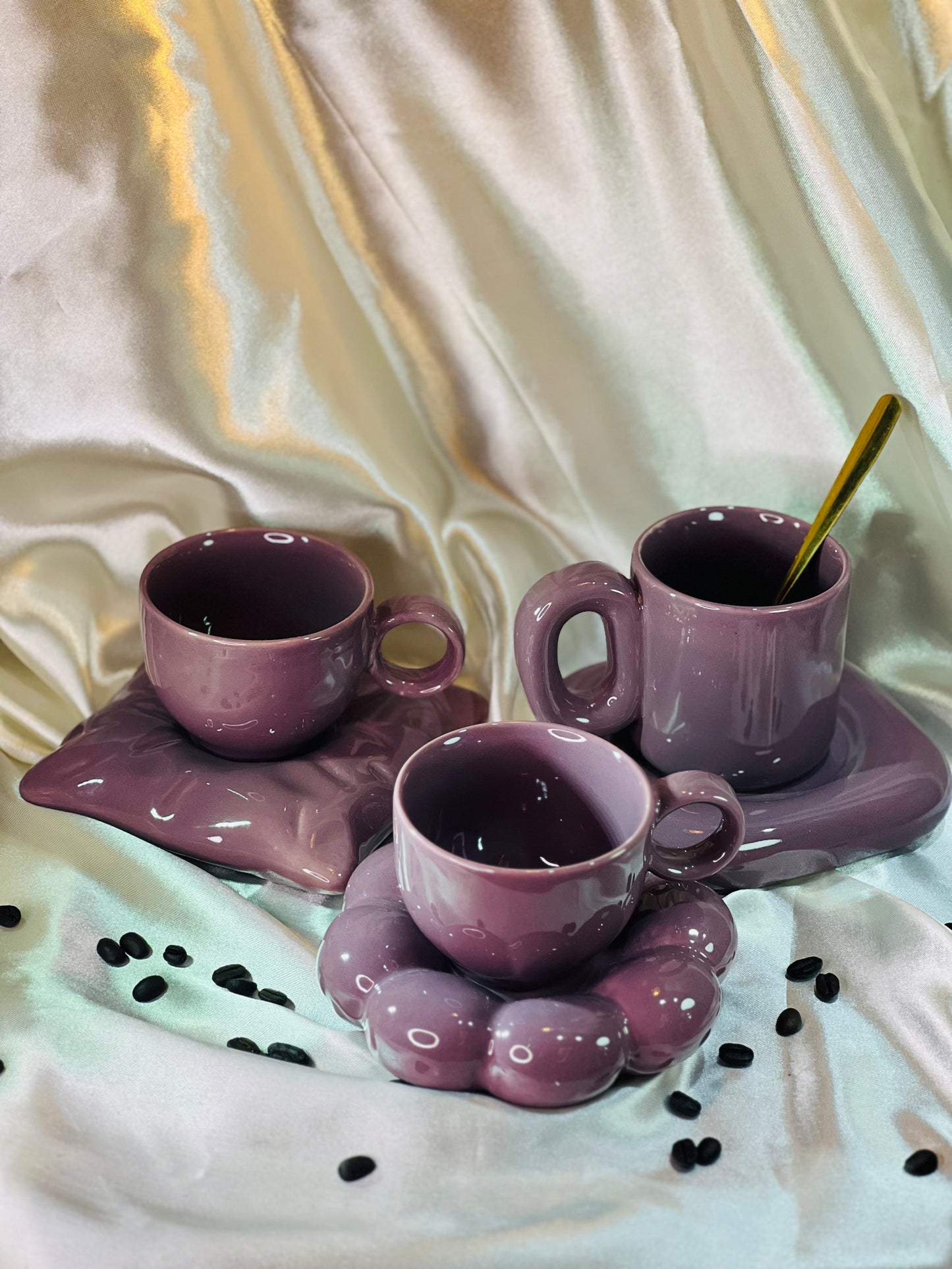 Hues of Purple Cups & Saucers Combo