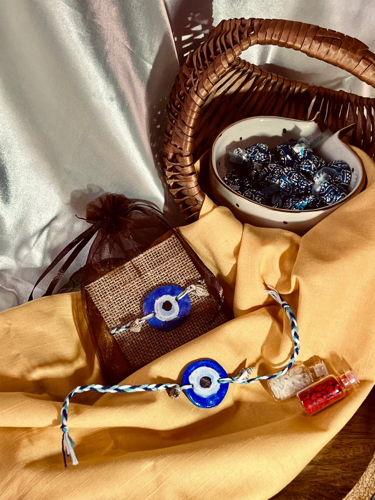 Handmade Clay Evil Eye Rakhi