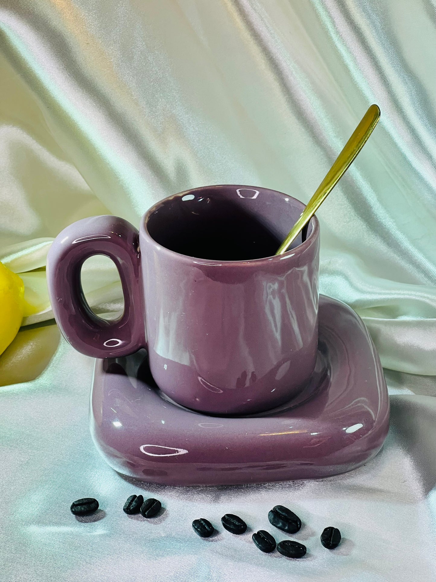 Purple Minimal Cup & Saucer Set