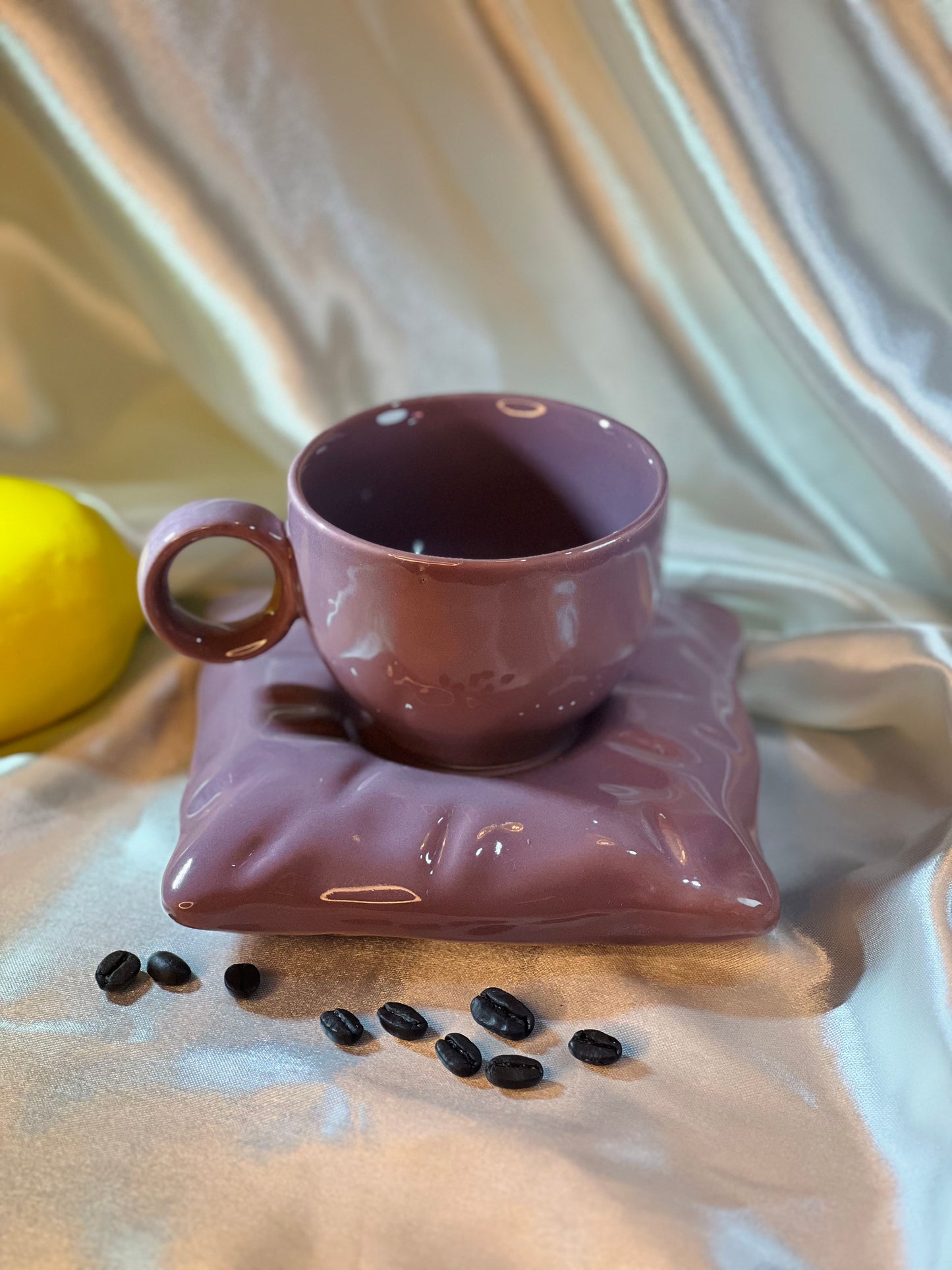 Purple Cushion Cup & Saucer Set