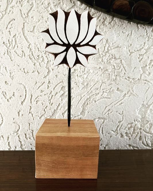 Wooden Hand Carved Lotus Figurine